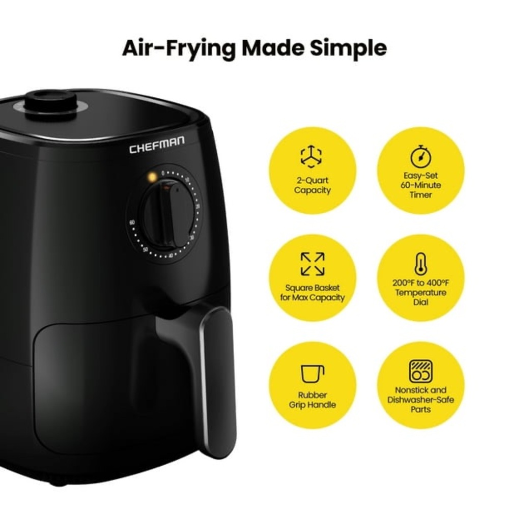 Chefman Turbo Fry Air Fryer with Adjustable Temp Control, 2 Qt Capacity - Picture 6 of 12